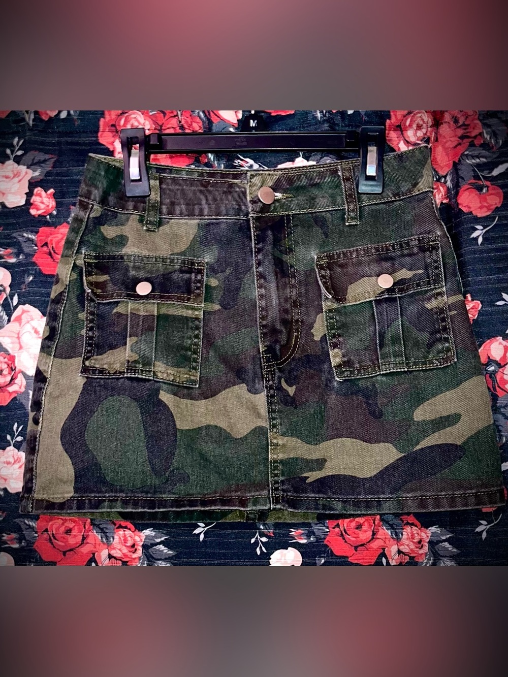 SHEIN Camouflage Cargo Mini Skirt - Green